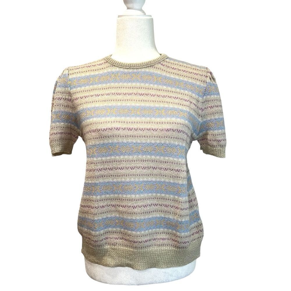 70s 80s Retro Pastel Short Sleeve Sweater